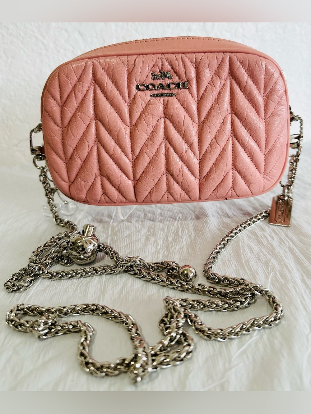 Coach Quilted Leather Belt| Crossbody Rose Bag|Fashion Chain Strap & Hang Tag